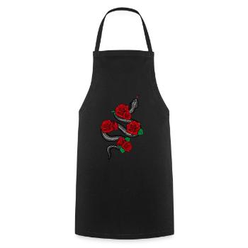 Aesthetic Soft Grunge Snake With Red Roses graphic - Cooking Apron - black - Front - AI Model Male 185 dark (185cm)