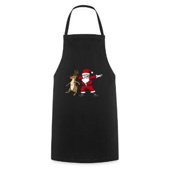 Santa Claus Dabbing Weihnachtsmann und Rentier - Kochschürze - Schwarz - Vorne - AI Model Male 185 dark (185cm)