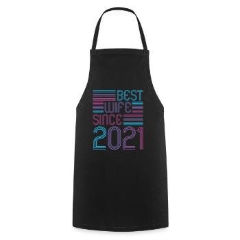 Meilleure épouse depuis 2021 1er anniversaire de mariage - Tablier de cuisine - noir - Devant - AI Model Male 185 dark (185cm)