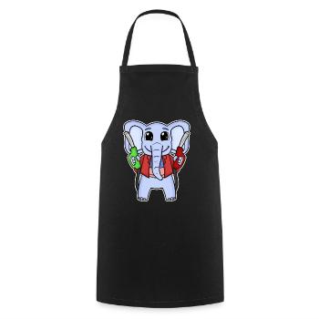Tank attendant elephant gas station - Cooking Apron - black - Front - AI Model Male 185 dark (185cm)