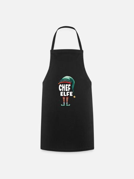 Chef Elfe Partner Look Familie Outfit - Kochschürze - Schwarz