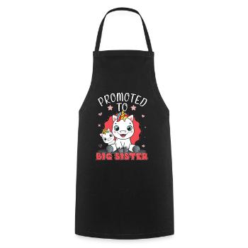 Sister Unicorn Promoted To Big Sister Gift - Cooking Apron - black - Front - AI Model Male 185 dark (185cm)