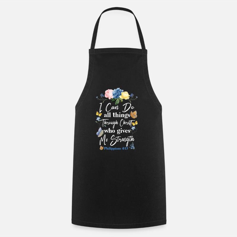 Christian Bible Verse Butterfly - Cooking Apron - black