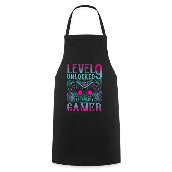9. Geburtstag Level 9 Gamer Gaming Zocken - Kochschürze - Schwarz - Vorne - AI Model Male 185 dark (185cm)