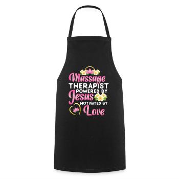 Licensed Massage Therapist Therapy - Cooking Apron - black - Front - AI Model Male 185 dark (185cm)