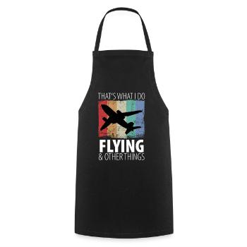 Pilot Aircraft Pilot Airplane Flight Attendant Vintage - Cooking Apron - black - Front - AI Model Male 185 dark (185cm)