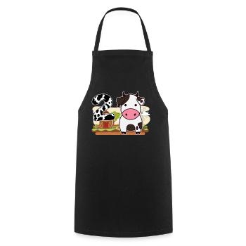 2nd Bday Cow 2nd birthday - Cooking Apron - black - Front - AI Model Male 185 dark (185cm)