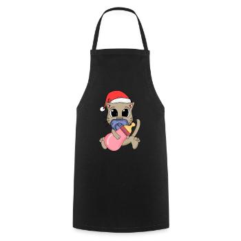 Baby Cat Christmas - Cooking Apron - black - Front - AI Model Male 185 dark (185cm)