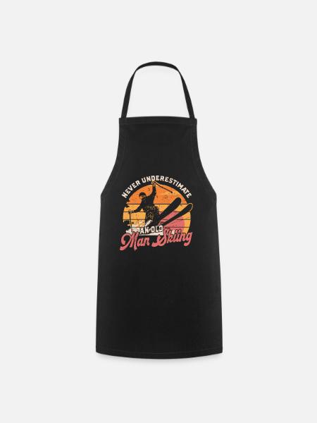 Never Underestimate An Old Man Skiing Skier - Cooking Apron - black