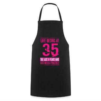 35 Birthday Woman - Cooking Apron - black - Front - AI Model Male 185 dark (185cm)