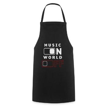 Music On, World Off - Kochschürze - Schwarz - Vorne - AI Model Male 185 dark (185cm)