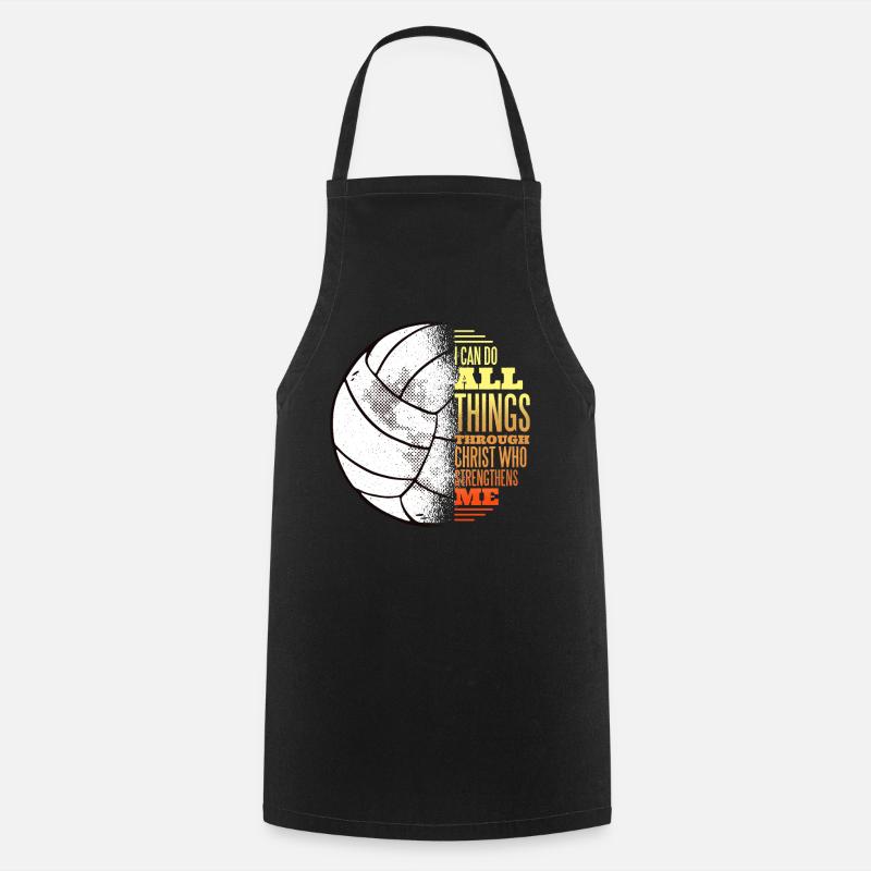 Le volleyball et Jésus - Tablier de cuisine - noir