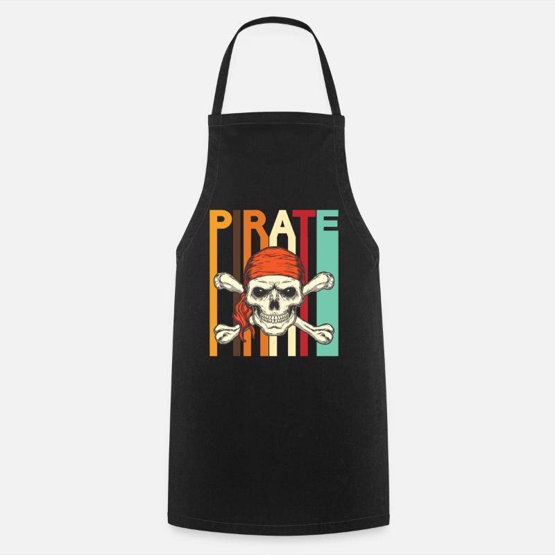 Retro Pirate Skull Design - Cooking Apron - black