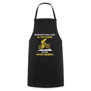 Mountainbike Alter Mann Spruch - Kochschürze - Schwarz - Vorne - AI Model Male 185 dark (185cm)