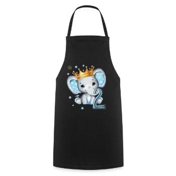 Kids 2nd Birthday Elephant Boy - Cooking Apron - black - Front - AI Model Male 185 dark (185cm)