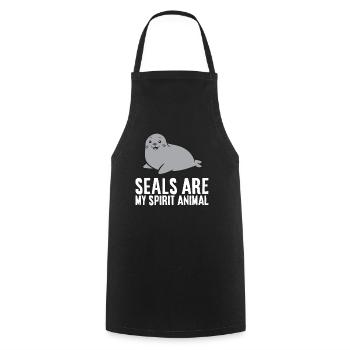 Funny Seal Lover Seals Are My Spirit Animal - Cooking Apron - black - Front - AI Model Male 185 dark (185cm)