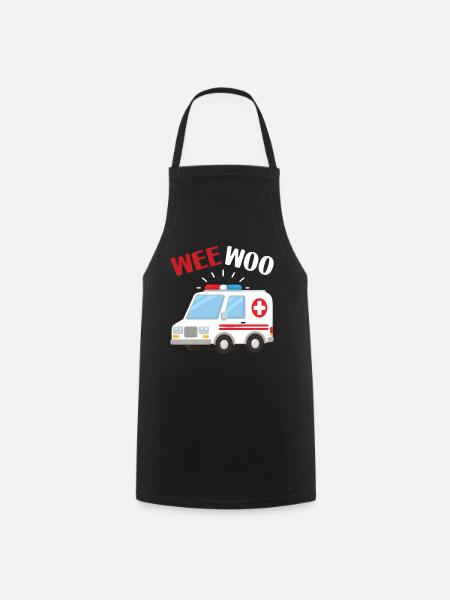 Wee Woo Sanitäter Rettungsdienst Geschenk - Kochschürze - Schwarz