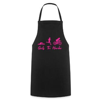 Girls Tri Harder - Kochschürze - Schwarz - Vorne - AI Model Male 185 dark (185cm)