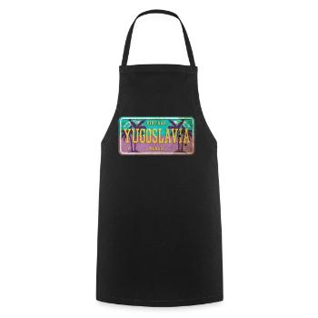 Signe vintage Yougoslavie - Tablier de cuisine - noir - Devant - AI Model Male 185 dark (185cm)