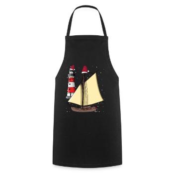 Voilier Nikolaus Santa Ahoi Noël maritime - Tablier de cuisine - noir - Devant - AI Model Male 185 dark (185cm)