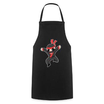 Ninja - Kochschürze - Schwarz - Vorne - AI Model Male 185 dark (185cm)