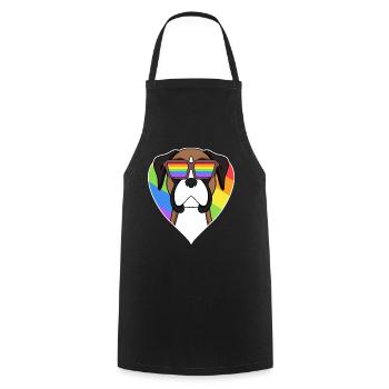 Boxer Hund Regenbogen Herz - Kochschürze - Schwarz - Vorne - AI Model Male 185 dark (185cm)