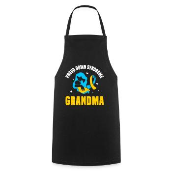 Fier syndrome de Down Grand-mère - Tablier de cuisine - noir - Devant - AI Model Male 185 dark (185cm)