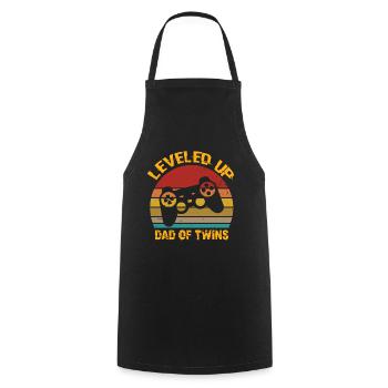 Level Up DaD Of Twins Birthday - Cooking Apron - black - Front - AI Model Male 185 dark (185cm)