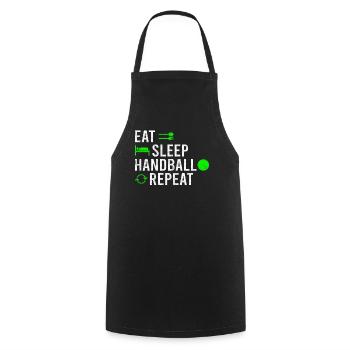 Eat Sleep Handball Repeat - Kochschürze - Schwarz - Vorne - AI Model Male 185 dark (185cm)