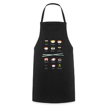 sushi kit Chopsticks manga wasabi japan riz fish - Tablier de cuisine - noir - Devant - AI Model Male 185 dark (185cm)
