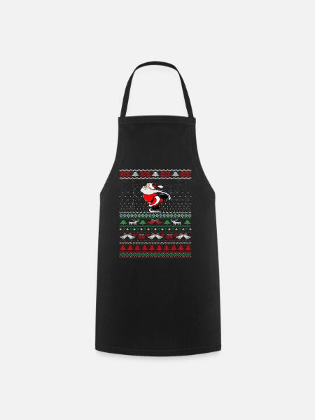 Hässlicher Weihnachtspullover Santa Skating Geschenkidee - Kochschürze - Schwarz