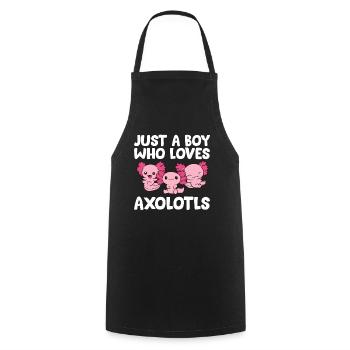 Axolotl Boy Just a Boy Who Loves Axolotls - Cooking Apron - black - Front - AI Model Male 185 dark (185cm)