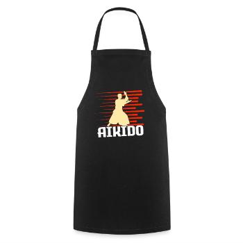 Aikido Martial Arts - Cooking Apron - black - Front - AI Model Male 185 dark (185cm)
