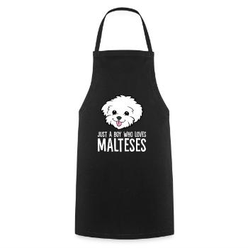 Maltese Dog Just a Boy Who Loves Malteses - Cooking Apron - black - Front - AI Model Male 185 dark (185cm)