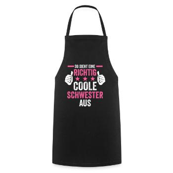 Coole Schwester - Kochschürze - Schwarz - Vorne - AI Model Male 185 dark (185cm)