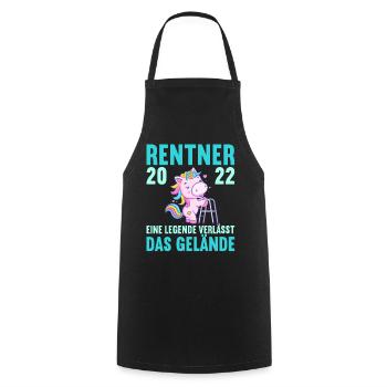 Einhorn Ruhestand Rentnerin Rentner Rente 2022 - Kochschürze - Schwarz - Vorne - AI Model Male 185 dark (185cm)