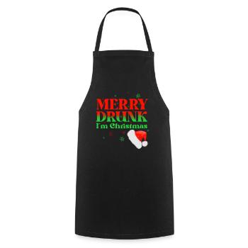 Merry Drunk I´m Christmas Funny drinking or - Cooking Apron - black - Front - AI Model Male 185 dark (185cm)