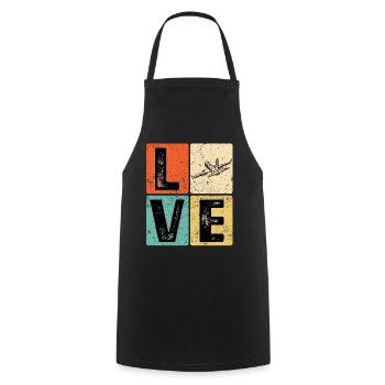 Vintage Love Airplane for Airplane Airline Pilot - Cooking Apron - black - Front - AI Model Male 185 dark (185cm)