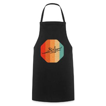 Retro Airplane for Airplane Airline Pilot - Cooking Apron - black - Front - AI Model Male 185 dark (185cm)