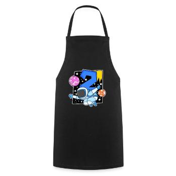 2 anniversaire garçon - 2 ans - Je suis 2 - Tablier de cuisine - noir - Devant - AI Model Male 185 dark (185cm)
