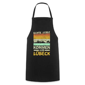 Lübeck | Lustige Männer Geschenke - Kochschürze - Schwarz - Vorne - AI Model Male 185 dark (185cm)