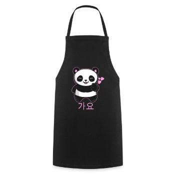 K-Pop Music Panda avec le symbole du cœur du doigt - Tablier de cuisine - noir - Devant - AI Model Male 185 dark (185cm)