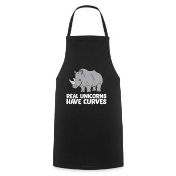 Funny Rhino Lover Real Unicorns Have Curves - Cooking Apron - black - Front - AI Model Male 185 dark (185cm)