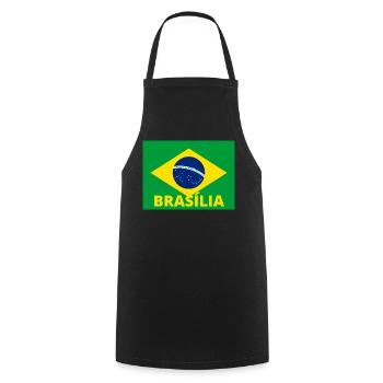 Brasília Stadt in brasilianischer Flagge - Kochschürze - Schwarz - Vorne - AI Model Male 185 dark (185cm)