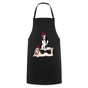 Sexy Christmas Nude Elf Vampire Girl Fantasy - Cooking Apron - black - Front - AI Model Male 185 dark (185cm)