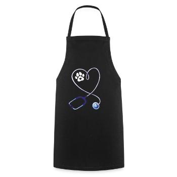 Vet Tech Stethoscope - Cooking Apron - black - Front - AI Model Male 185 dark (185cm)