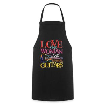 Love one woman and several guitars - Cooking Apron - black - Front - AI Model Male 185 dark (185cm)