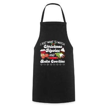Cuire au four des biscuits de film de Noël - Tablier de cuisine - noir - Devant - AI Model Male 185 dark (185cm)