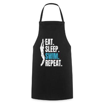 Eat Sleep Swim Repeat - Swimming Swimmers - Cooking Apron - black - Front - AI Model Male 185 dark (185cm)