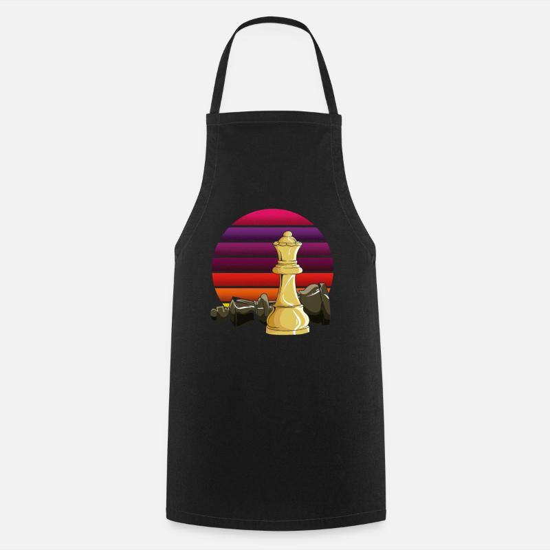 Échecs Échecs Échecs Checkmate Pièces d’échecs Roi - Tablier de cuisine - noir